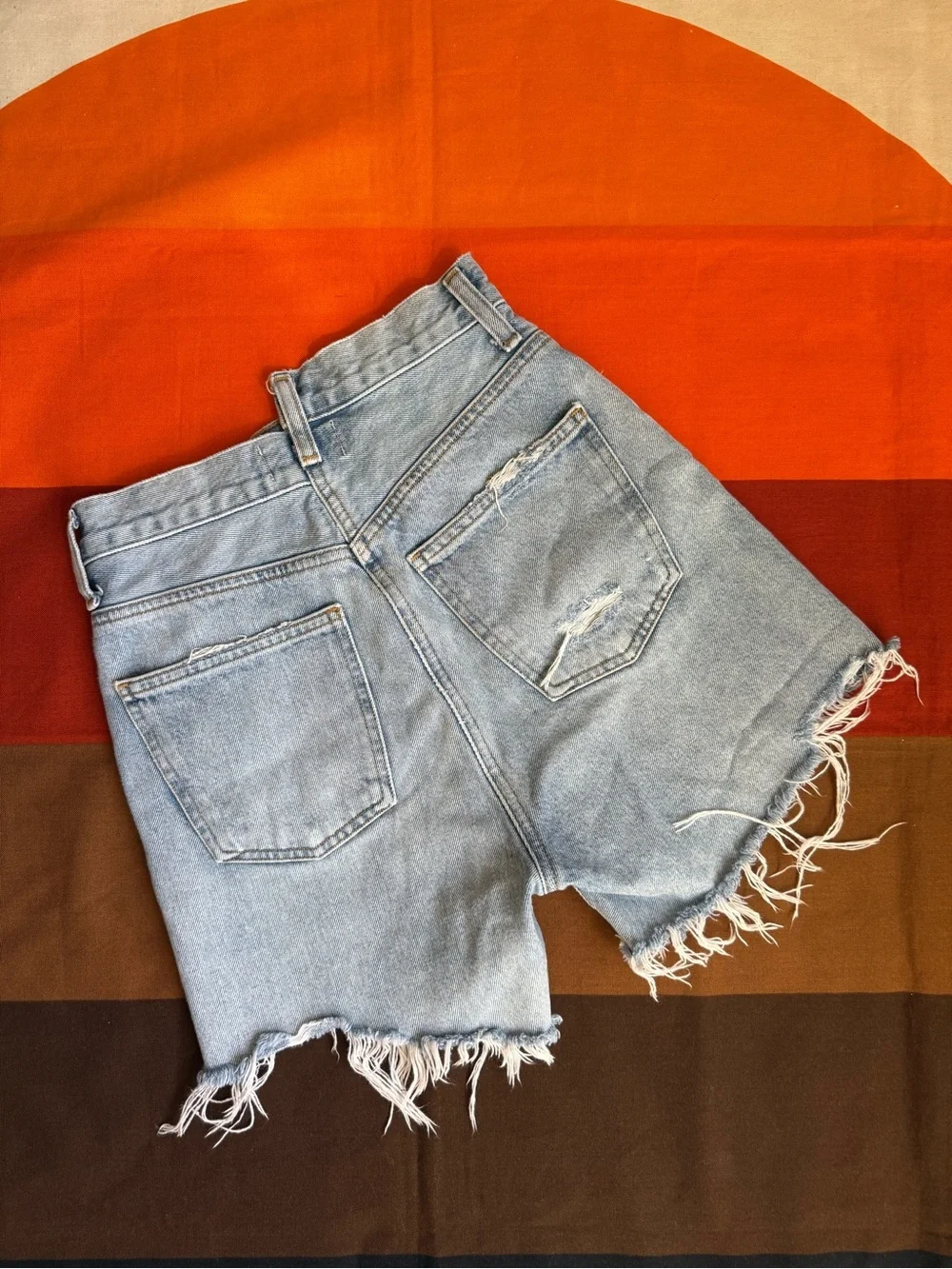Agolde criss cross denim shorts